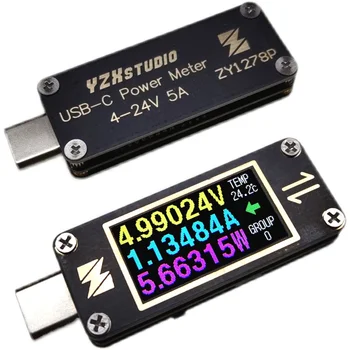 YZXSTUDIO ZY1278E Mini USB-C EP Probador de Voltaje y Corriente de Ondulación de la forma de Onda de Tipo C, Tabla