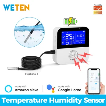 Tuya Smart Wifi de la Temperatura del Agua Sensor de Humedad al aire libre Interiores del congelador Higrómetro del Termómetro de Sonda Externa Pantalla LCD Alarma